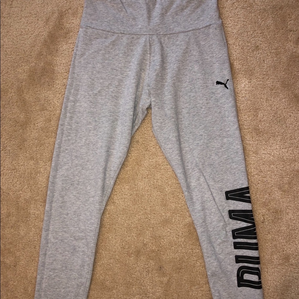 cropped light gray puma leggings